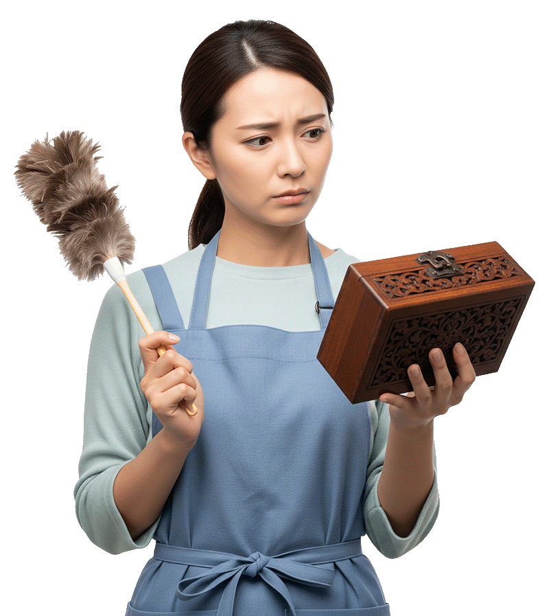 遺品整理で悩んでいる女性